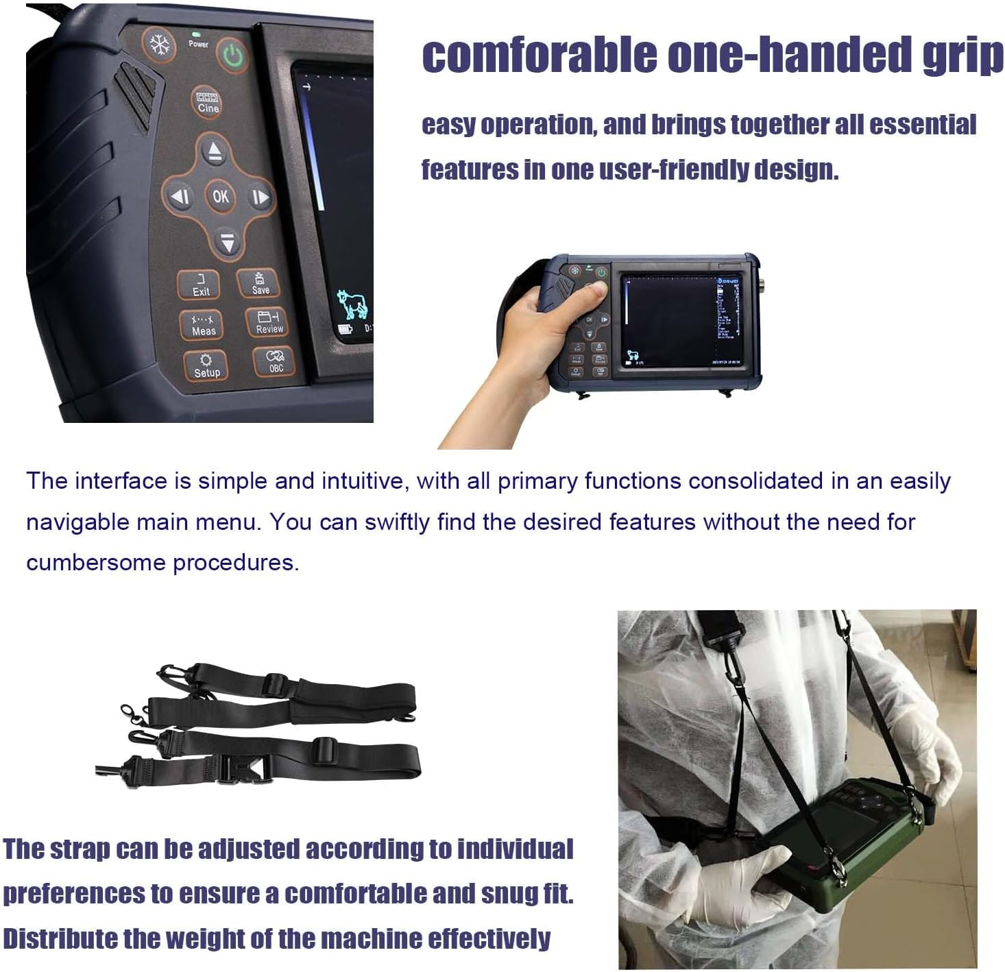 PUPCA Veterinary Ultrasound Machine for Pregnancy Portable Vet Handheld Scanner B-Ultra Sound Lightweight Ultrasound Tester with Waterproof Probe for Cattle,Pig,Sheep,Dog use (Micro-Convex Probe)