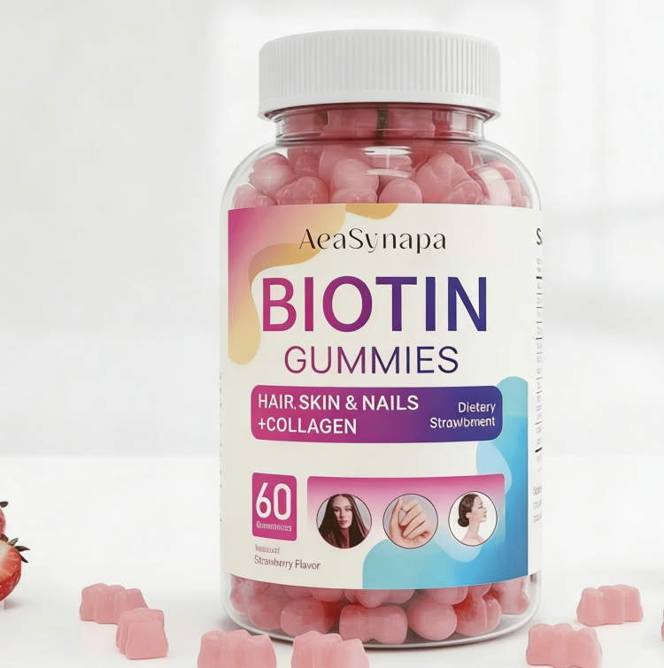 Aeasynapa 60pcs Biotin Gummies - 12000mcg, Vitamin-Enriched with Collagen & Keratin for Hair, Skin & Nail Growth - Hypoallergenic, Supports Healthy Shine & Strength - for Men & Women
