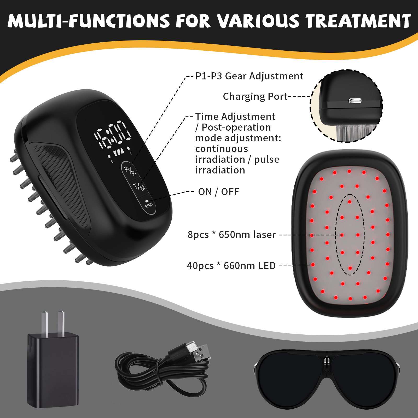 PUPCA Dogs Cold Laser Therapy Comb Device,Red Light Therapy Vet Device for Arthritis Pain Relief,Cat Treatment Brush for Itchy,Irritated Skin,Allergy,Rashes,Safe and Painless Skin Care for Pets