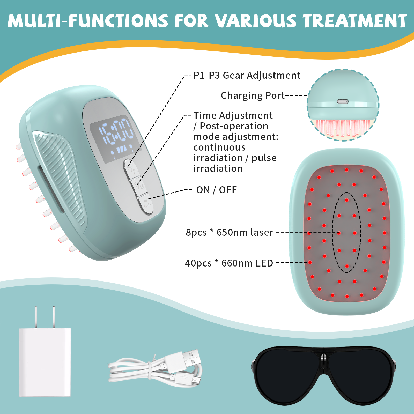 PUPCA Dogs Cold Laser Therapy Comb Device,Red Light Therapy Vet Device for Arthritis Pain Relief,Cat Treatment Brush for Itchy,Irritated Skin,Allergy,Rashes,Safe and Painless Skin Care for Pets