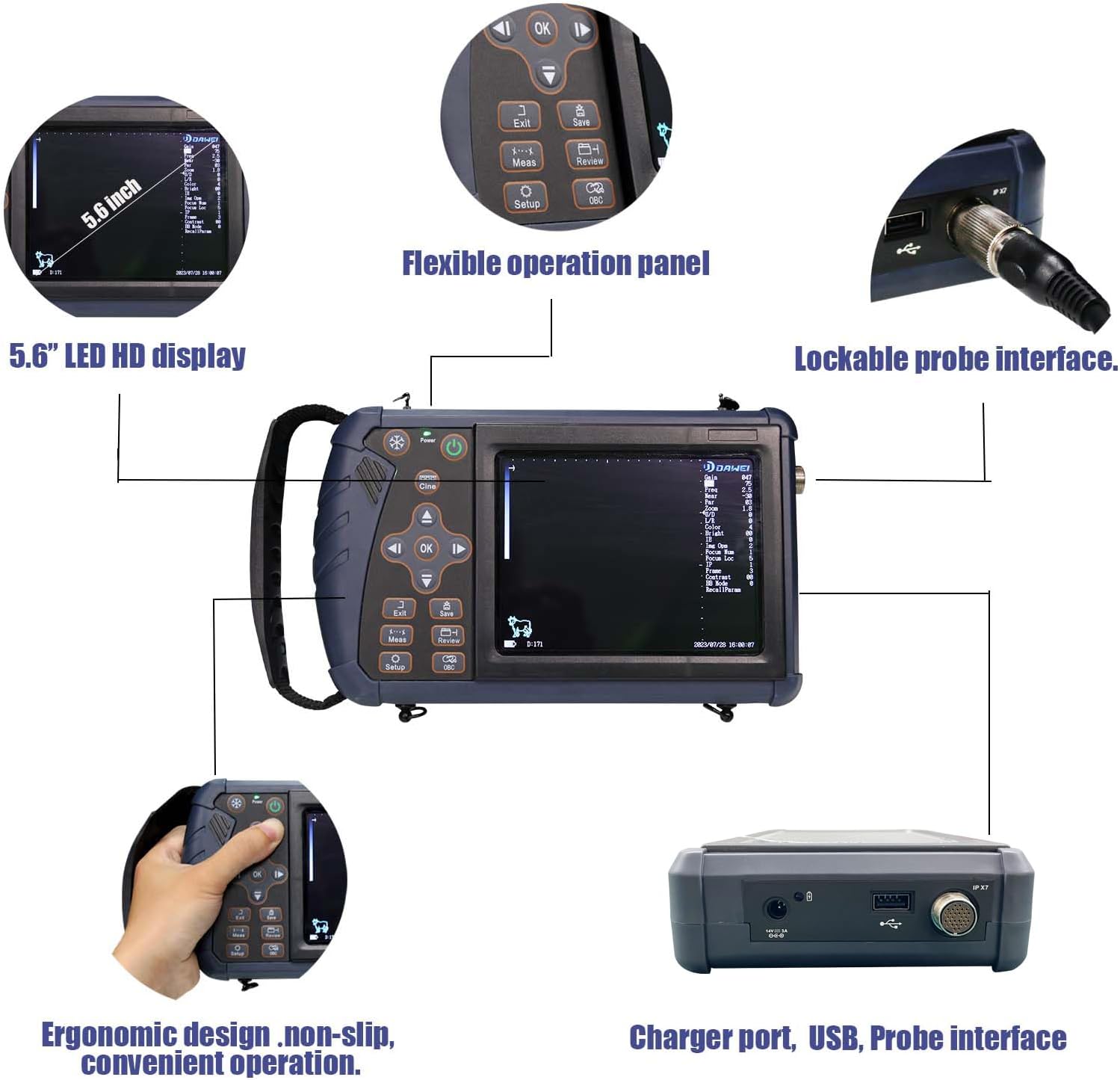 PUPCA Veterinary Ultrasound Machine for Pregnancy Portable Vet Handheld Scanner B-Ultra Sound Lightweight Ultrasound Tester with Waterproof Probe for Cattle,Pig,Sheep,Dog use (Micro-Convex Probe)