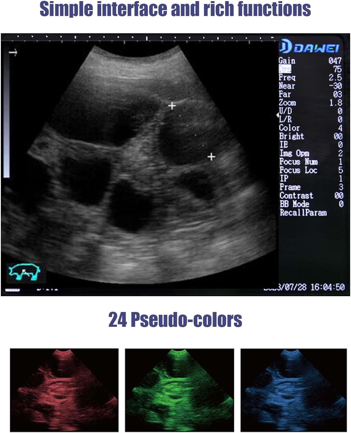 PUPCA Veterinary Ultrasound Machine for Pregnancy Portable Vet Handheld Scanner B-Ultra Sound Lightweight Ultrasound Tester with Waterproof Probe for Cattle,Pig,Sheep,Dog use (Micro-Convex Probe)