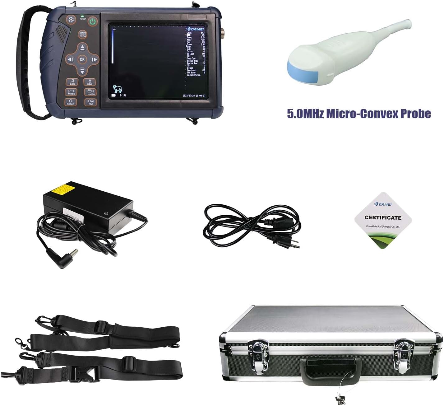 PUPCA Veterinary Ultrasound Machine for Pregnancy Portable Vet Handheld Scanner B-Ultra Sound Lightweight Ultrasound Tester with Waterproof Probe for Cattle,Pig,Sheep,Dog use (Micro-Convex Probe)
