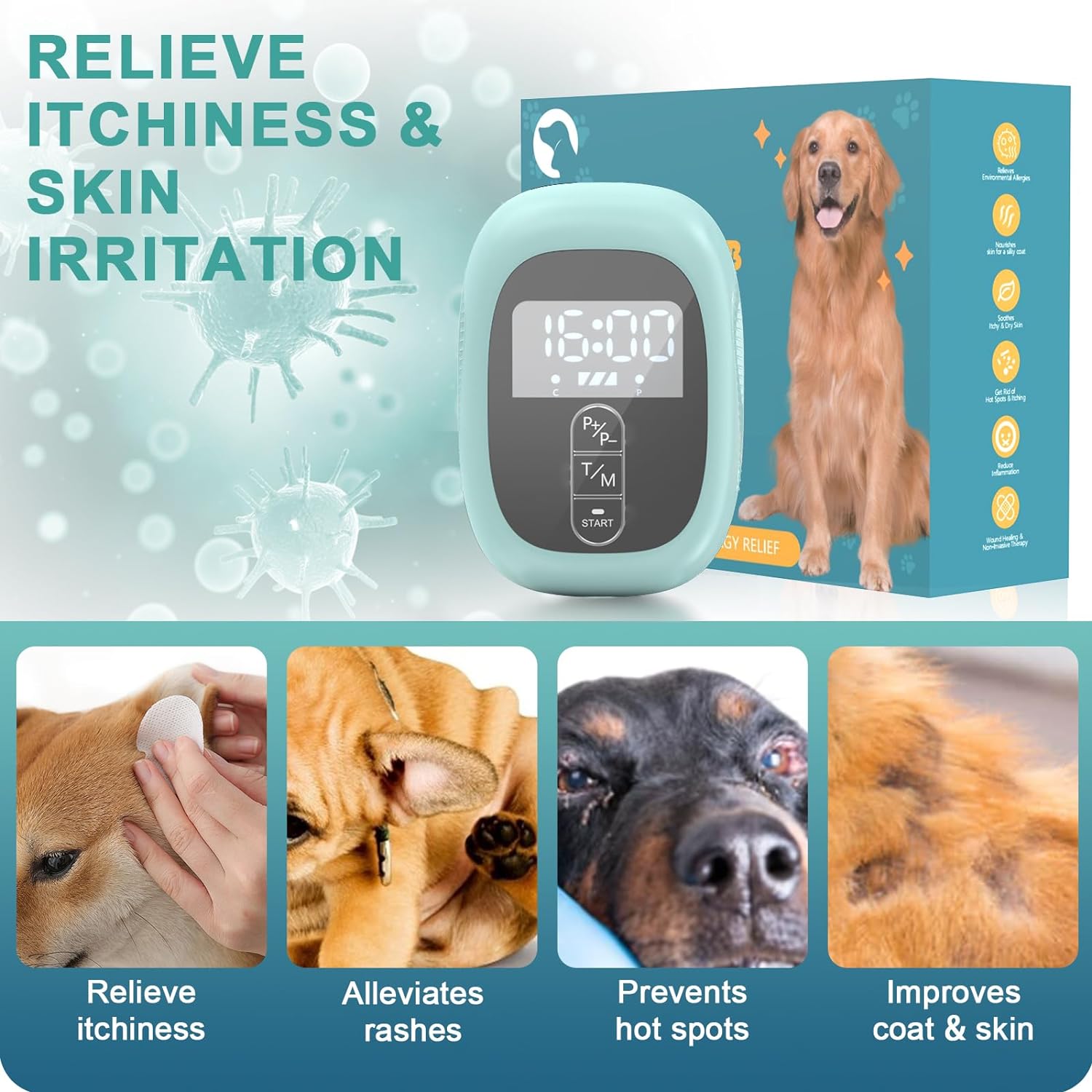 PUPCA Dogs Cold Laser Therapy Comb Device,Red Light Therapy Vet Device for Arthritis Pain Relief,Cat Treatment Brush for Itchy,Irritated Skin,Allergy,Rashes,Safe and Painless Skin Care for Pets