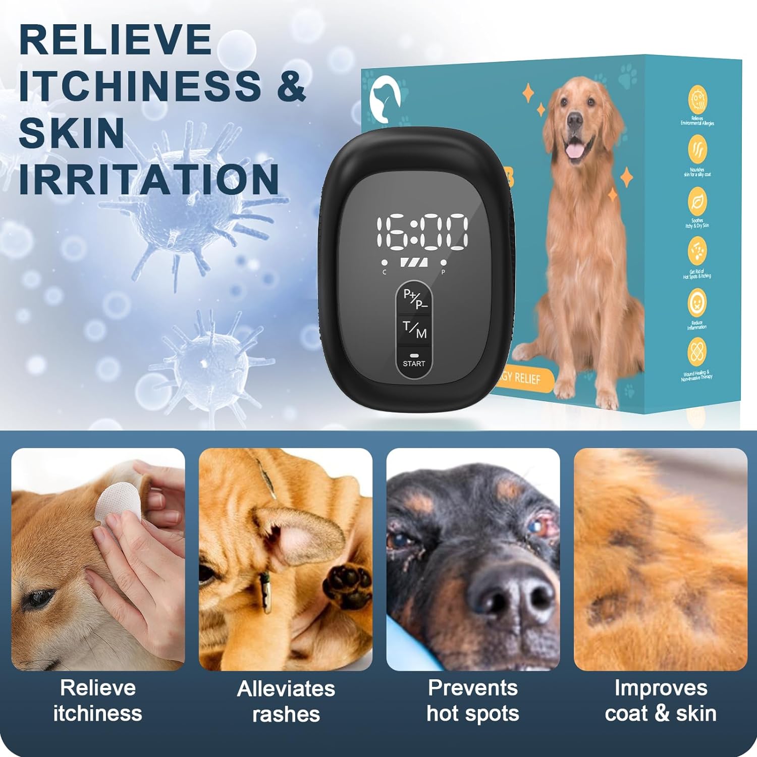 PUPCA Dogs Cold Laser Therapy Comb Device,Red Light Therapy Vet Device for Arthritis Pain Relief,Cat Treatment Brush for Itchy,Irritated Skin,Allergy,Rashes,Safe and Painless Skin Care for Pets