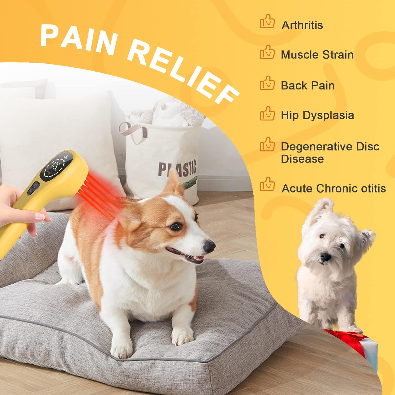 PUPCA Portable Red Light Therapy for Dogs,Handheld Cold Laser Therapy Vet Device & Infrared Light Therapy for Pet,Light Therapy for Pain Relief,Muscle & Joint Pain from Dog Arthritis