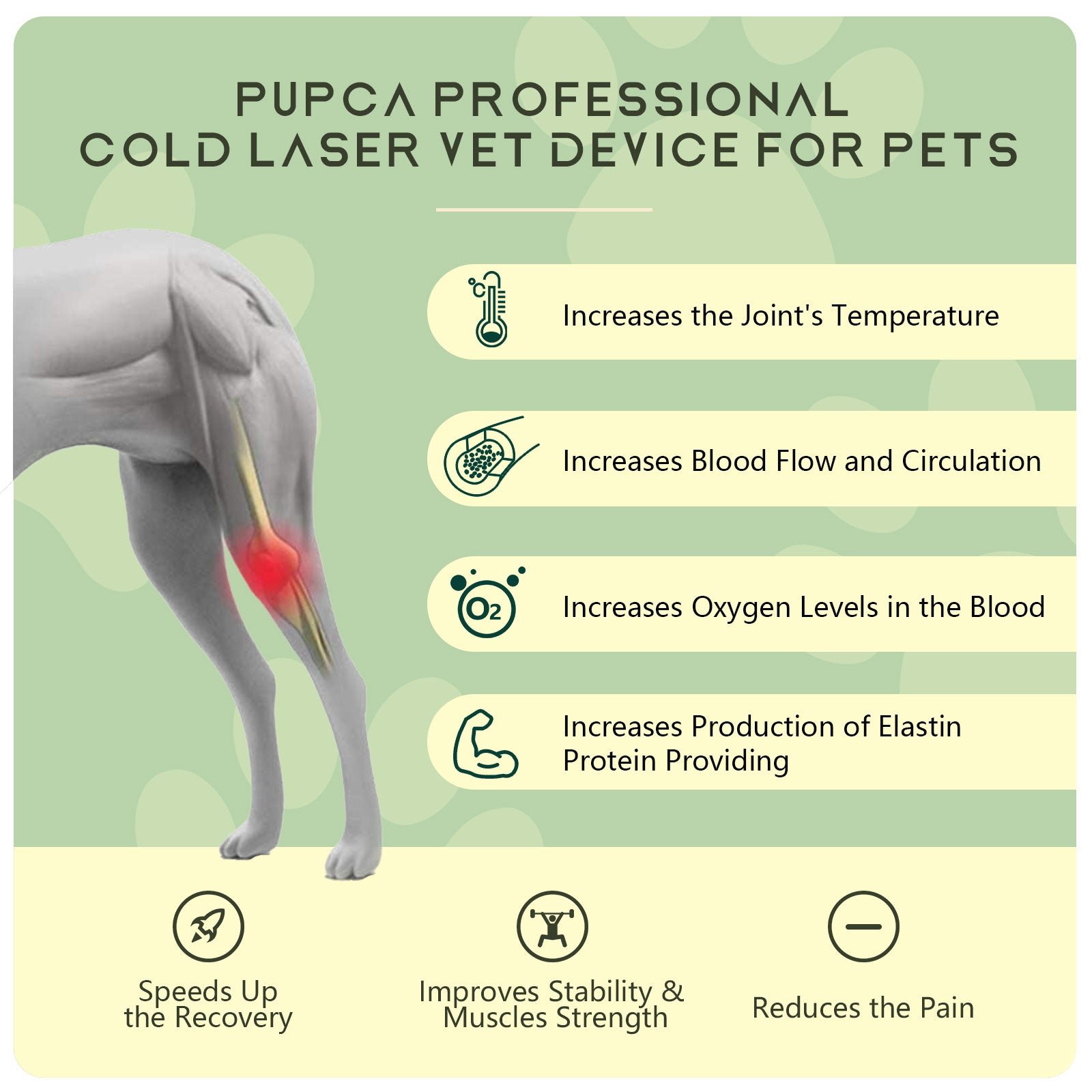 PUPCA Portable Red Light Therapy for Dogs,Handheld Cold Laser Therapy Vet Device & Infrared Light Therapy for Pet,Light Therapy for Pain Relief,Muscle & Joint Pain from Dog Arthritis