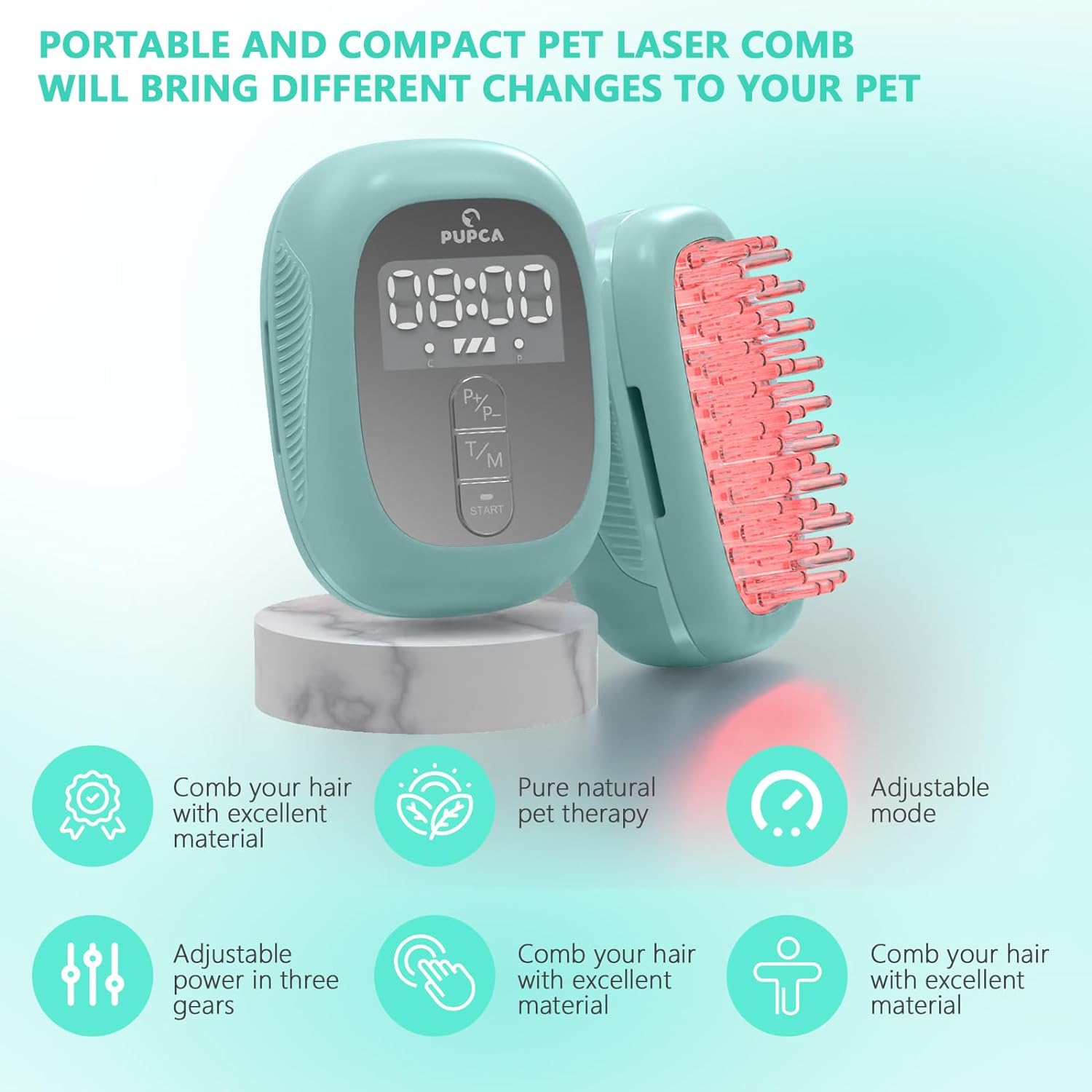 PUPCA Dogs Cold Laser Therapy Comb Device,Red Light Therapy Vet Device for Arthritis Pain Relief,Cat Treatment Brush for Itchy,Irritated Skin,Allergy,Rashes,Safe and Painless Skin Care for Pets