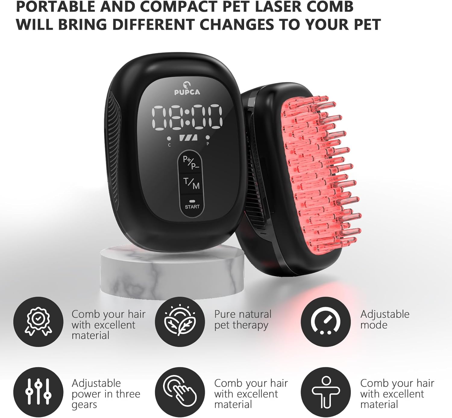 PUPCA Dogs Cold Laser Therapy Comb Device,Red Light Therapy Vet Device for Arthritis Pain Relief,Cat Treatment Brush for Itchy,Irritated Skin,Allergy,Rashes,Safe and Painless Skin Care for Pets