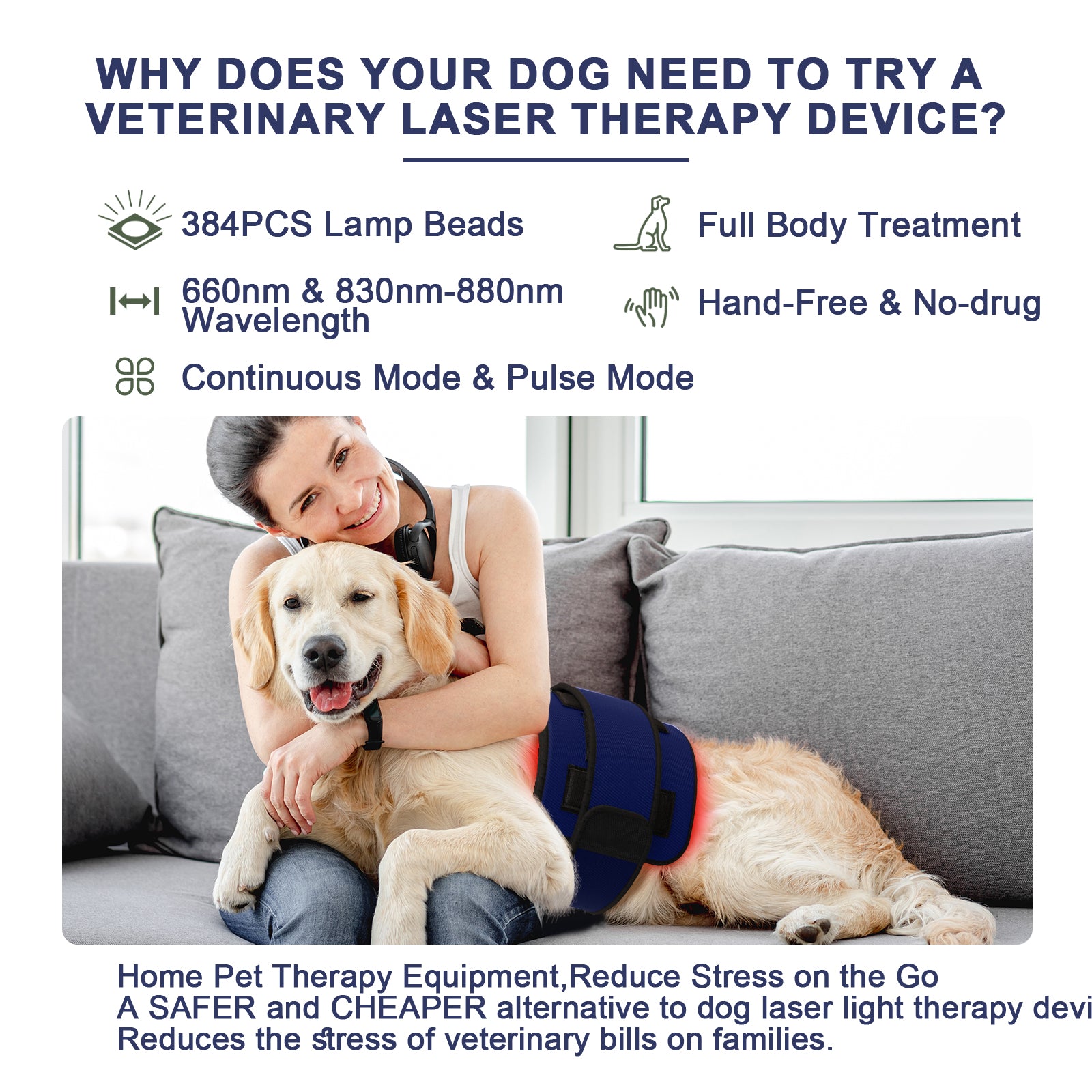 PUPCA Cold Laser Therapy Device for Dogs,Infrared Light Therapy for Pets,Red Light Therapy Belt for Joint and Muscle Pain Relief,Suitable for Dogs,Cats,Horse
